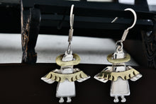 Load image into Gallery viewer, Sterling Silver Copper Halo & Wings Angel Dangle Hook Earrings
