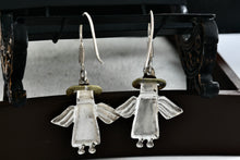 Load image into Gallery viewer, Sterling Silver Copper Halo & Wings Angel Dangle Hook Earrings