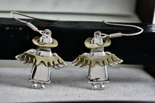 Load image into Gallery viewer, Sterling Silver Copper Halo & Wings Angel Dangle Hook Earrings