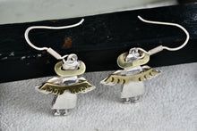 Load image into Gallery viewer, Sterling Silver Copper Halo & Wings Angel Dangle Hook Earrings