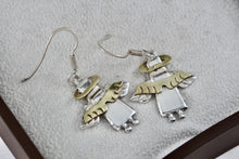 Load image into Gallery viewer, Sterling Silver Copper Halo & Wings Angel Dangle Hook Earrings