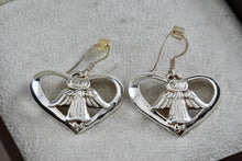 Load image into Gallery viewer, Vintage Sterling Silver Angel Wings Heart Dangling Hook Earrings