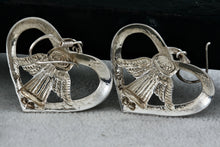 Load image into Gallery viewer, Vintage Sterling Silver Angel Wings Heart Dangling Hook Earrings