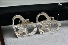 Load image into Gallery viewer, Vintage Sterling Silver Angel Wings Heart Dangling Hook Earrings