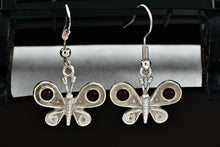 Load image into Gallery viewer, Sterling Silver Purple Amethyst Beads Butterfly Hook Earrings
