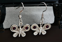 Load image into Gallery viewer, Sterling Silver Purple Amethyst Beads Butterfly Hook Earrings