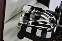 Load image into Gallery viewer, Sterling Silver Black Enamel Heavy Swinging Hinged Earrings