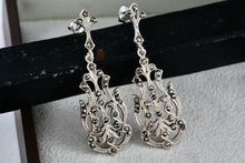 Load image into Gallery viewer, Sterling Silver Large Rhinestone Chandelier Swing Drop 2" Earrings