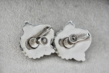 Load image into Gallery viewer, Vintage Silver Mexico Black Onyx Carved Masked Clip-On Screw-Back Earrings