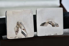Load image into Gallery viewer, Sterling Silver Men's Hand Made Square Polished Gemstones Cufflinks