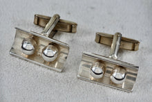 Load image into Gallery viewer, Vintage Taxco Sterling Silver Mens Double Bead Concave Curved Bar Cufflinks