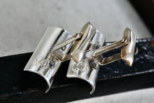 Load image into Gallery viewer, Vintage Taxco Sterling Silver Mens Double Bead Concave Curved Bar Cufflinks