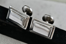 Load image into Gallery viewer, Vintage KC Men's Silver Tone Rectangle Engraved Footprints Cufflinks
