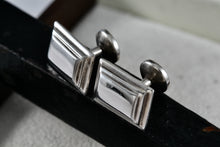 Load image into Gallery viewer, Vintage KC Men's Silver Tone Rectangle Engraved Footprints Cufflinks