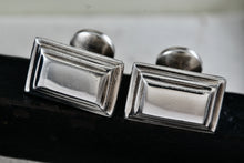 Load image into Gallery viewer, Vintage KC Men's Silver Tone Rectangle Engraved Footprints Cufflinks