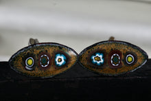Load image into Gallery viewer, Vintage Men's Ceramic Sun Earth Moon Enamel Oval Football Shaped Cufflinks