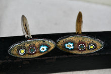 Load image into Gallery viewer, Vintage Men's Ceramic Sun Earth Moon Enamel Oval Football Shaped Cufflinks