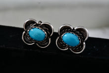 Load image into Gallery viewer, Sterling Silver Native American Oval Turquoise Bead Butterfly Stud Earrings
