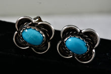 Load image into Gallery viewer, Sterling Silver Native American Oval Turquoise Bead Butterfly Stud Earrings