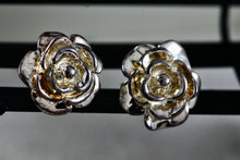 Load image into Gallery viewer, Jacmel Mauritius JCM Sterling Silver Rose Flower Stud Earrings
