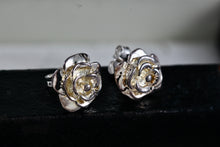 Load image into Gallery viewer, Jacmel Mauritius JCM Sterling Silver Rose Flower Stud Earrings