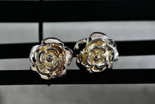 Load image into Gallery viewer, Jacmel Mauritius JCM Sterling Silver Rose Flower Stud Earrings