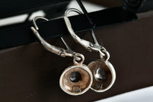 Load image into Gallery viewer, DBJ Sterling Silver Round Aquamarine Rhinestone Dangle Clip-On Earrings