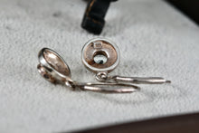 Load image into Gallery viewer, DBJ Sterling Silver Round Aquamarine Rhinestone Dangle Clip-On Earrings