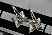 Load image into Gallery viewer, Vintage SU Sterling Silver Small Rhinestone Butterfly Dangle Hook Earrings