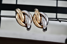 Load image into Gallery viewer, Vintage 14Kt Yellow Gold & White Gold Knot Twist Tube Earrings