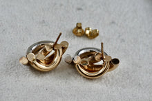 Load image into Gallery viewer, Vintage 14Kt Yellow Gold & White Gold Knot Twist Tube Earrings