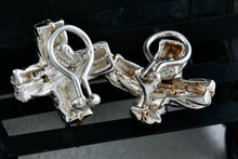 Load image into Gallery viewer, Pazia Sterling Silver & 18K Gold Large "X" Twist Rope Clip-on Earrings
