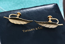 Load image into Gallery viewer, Tiffany & Co. Vintage 1950's Vermeil Sterling Feather Screw-Back Clip-On Earrings