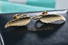 Load image into Gallery viewer, Tiffany & Co. Vintage 1950's Vermeil Sterling Feather Screw-Back Clip-On Earrings