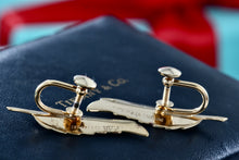 Load image into Gallery viewer, Tiffany & Co. Vintage 1950's Vermeil Sterling Feather Screw-Back Clip-On Earrings
