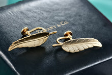 Load image into Gallery viewer, Tiffany & Co. Vintage 1950's Vermeil Sterling Feather Screw-Back Clip-On Earrings