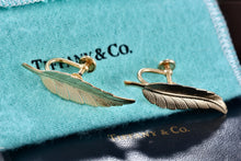 Load image into Gallery viewer, Tiffany & Co. Vintage 1950's Vermeil Sterling Feather Screw-Back Clip-On Earrings