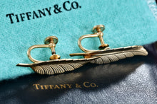 Load image into Gallery viewer, Tiffany & Co. Vintage 1950's Vermeil Sterling Feather Screw-Back Clip-On Earrings