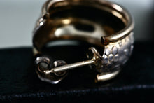 Load image into Gallery viewer, CJI Angela Candela 14Kt. Yellow Gold & Sterling Silver Floral Inlay Hoop Earrings