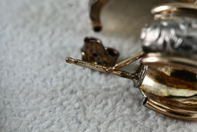 Load image into Gallery viewer, CJI Angela Candela 14Kt. Yellow Gold & Sterling Silver Floral Inlay Hoop Earrings