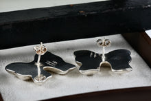 Load image into Gallery viewer, Vintage Taxco Mexico Sterling Silver Large Ribbon Bow Stud Earrings