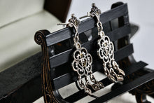 Load image into Gallery viewer, Vintage Sterling Silver Rhinestone Chandelier Dangle Triple Drop Stud 1.75" Earrings