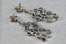 Load image into Gallery viewer, Vintage Sterling Silver Rhinestone Chandelier Dangle Triple Drop Stud 1.75" Earrings