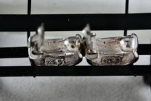 Load image into Gallery viewer, Sterling Silver Small Wide Hoop Huggie Clip-On Earrings Signed