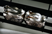 Load image into Gallery viewer, Sterling Silver Small Wide Hoop Huggie Clip-On Earrings Signed