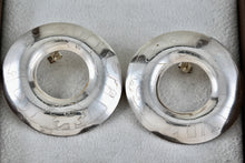Load image into Gallery viewer, 1989 Native American Engraved Themed Large Circle Disc Silver Earrings Signed