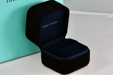 Load image into Gallery viewer, Tiffany & Co. Small Black Suede Royal Blue Engagement Ring Presentation Box Packaging
