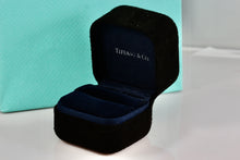 Load image into Gallery viewer, Tiffany & Co. Small Black Suede Royal Blue Engagement Ring Presentation Box Packaging
