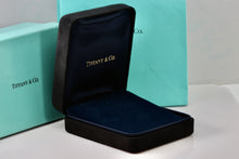 Load image into Gallery viewer, Tiffany & Co. Large Black Suede Necklace Royal Blue Silk Presentation Box Packaging