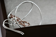 Load image into Gallery viewer, IBB Sterling Silver Dangle Heart Circle Hook Earrings